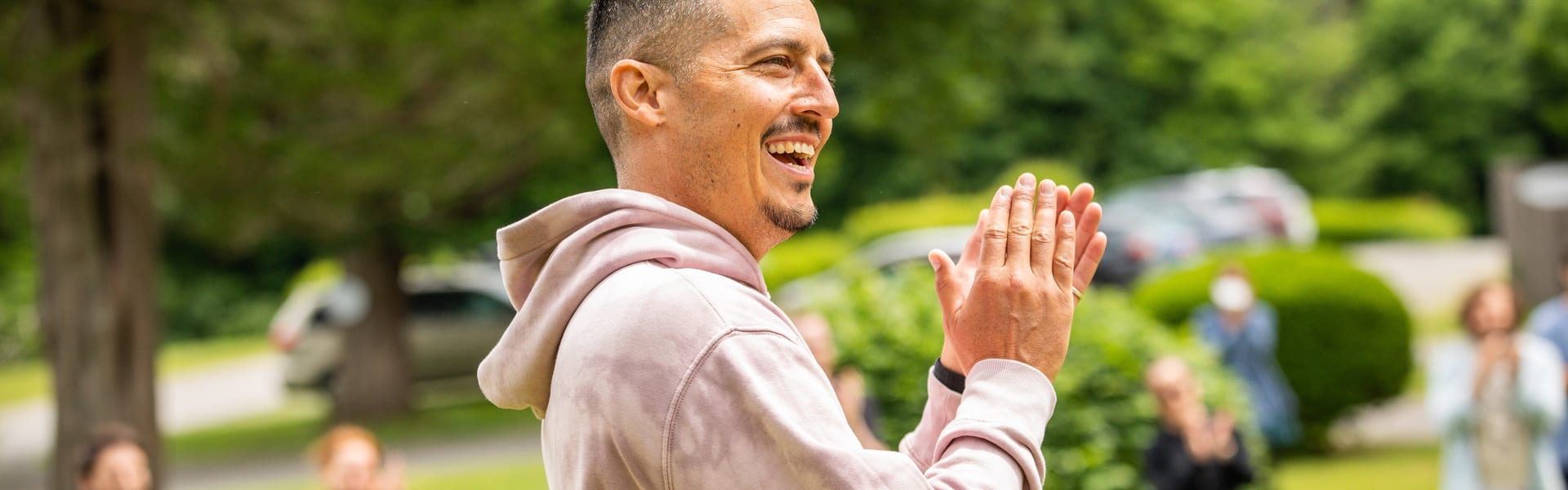 Anthony T Maes at an outdoor community gathering